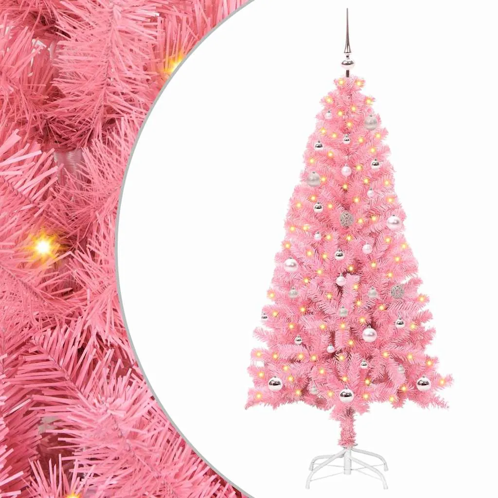 vidaxl božićno drvce ružičasta 150 cm pvc - slika 1