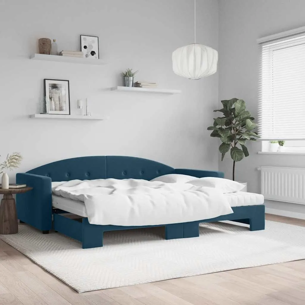 vidaXL Dnevni krevet na razvlačenje plavi 90 x 200 cm baršunasti - Venlo