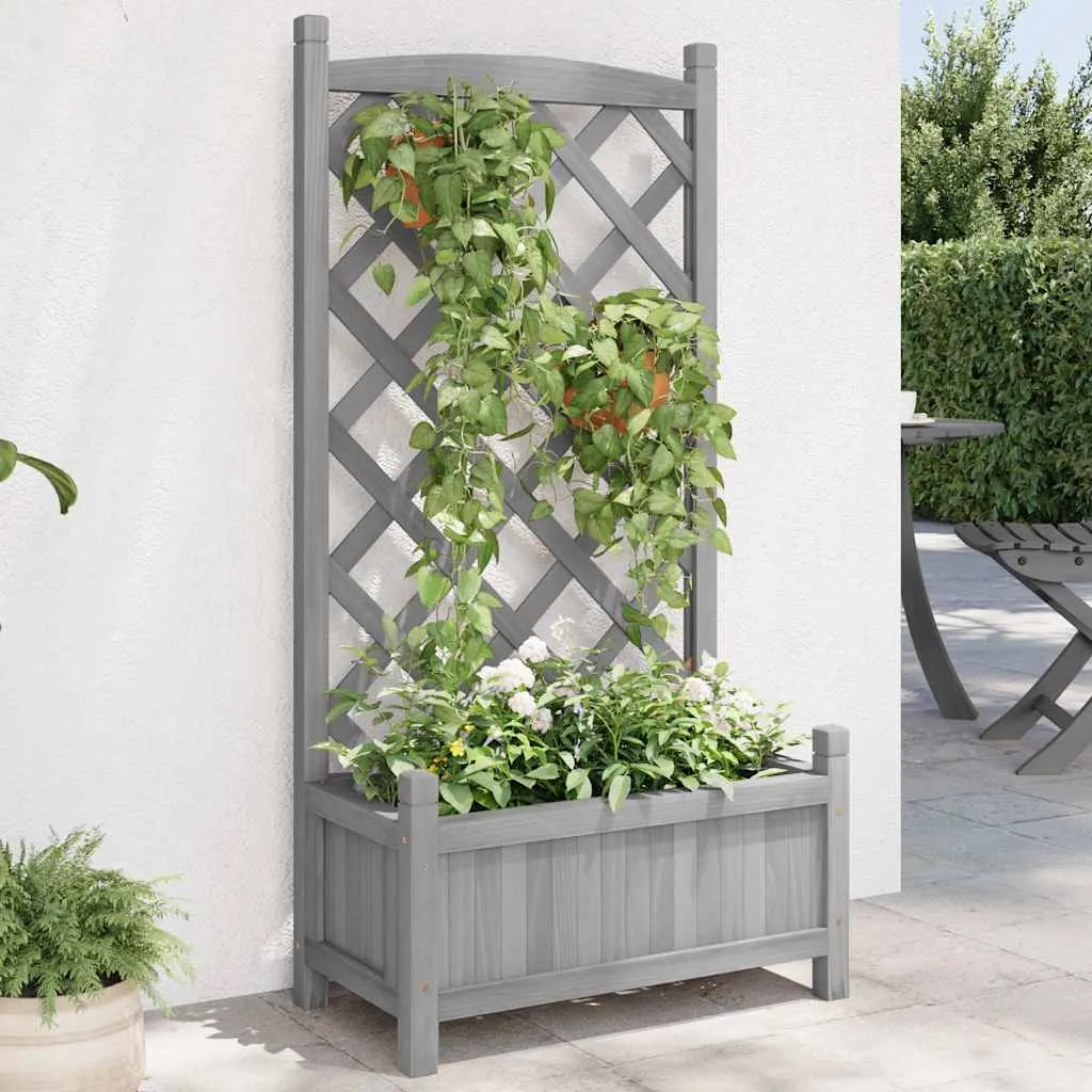 vidaXL Sadilica s rešetkom siva 55x29,5x110 cm od masivne jelovine - Venlo