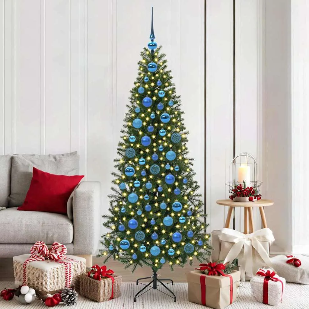 vidaxl set božićnih ukrasnih kuglica 120 kom. 300 led lampica ø 6 cm - slika 1