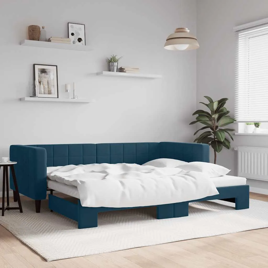vidaXL Dnevni krevet na razvlačenje plavi 90 x 200 cm baršunasti - Venlo