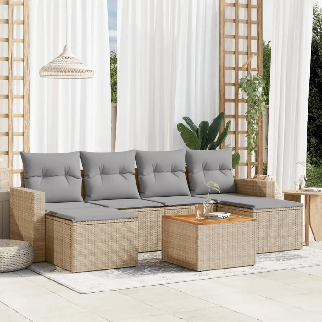 vidaXL 7-dijelni set vrtnih sofa od poliratana s jastucima bež - Venlo