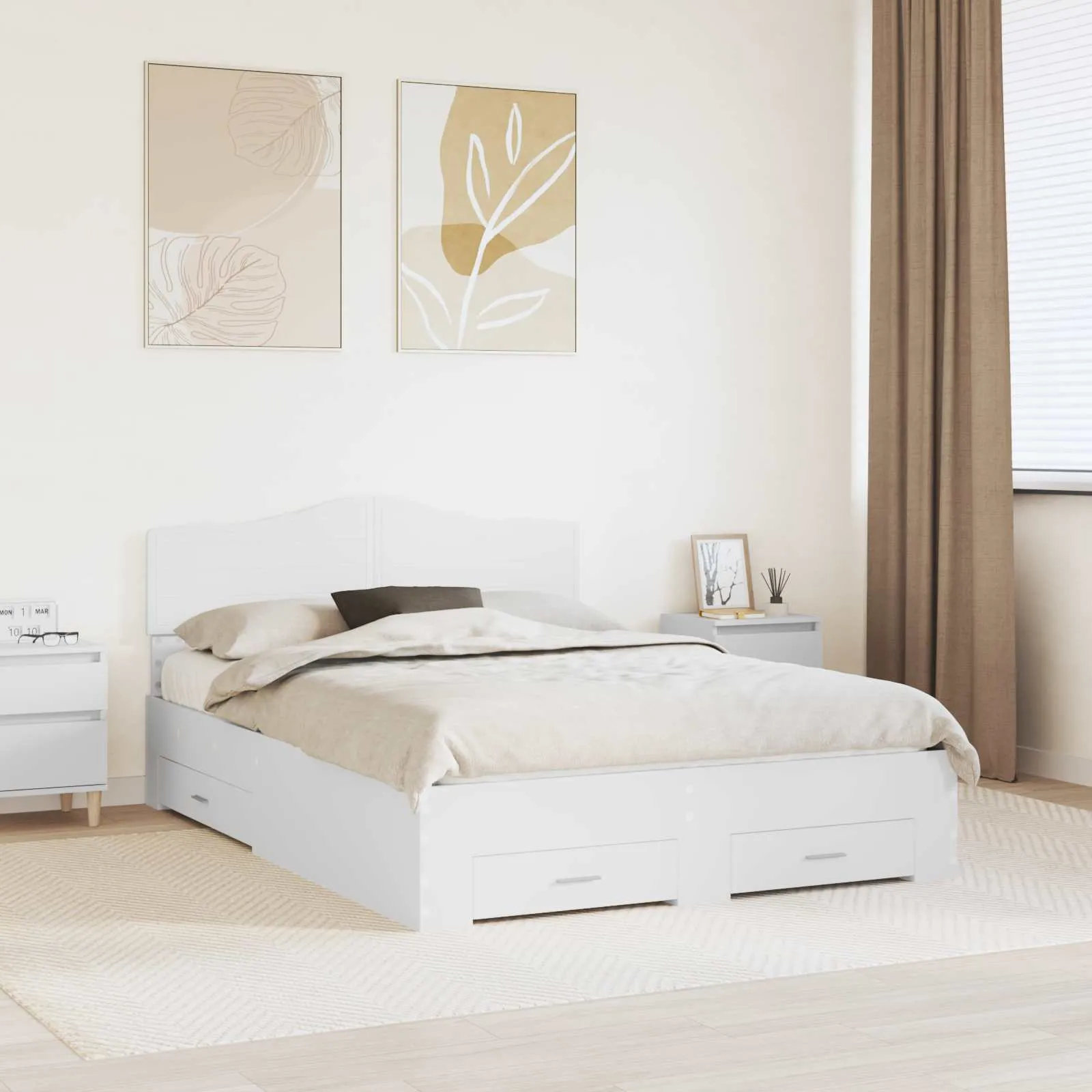 vidaXL Krevetna konstrukcija Bijelo 140 x 190 cm Konstruirano drvo - Venlo