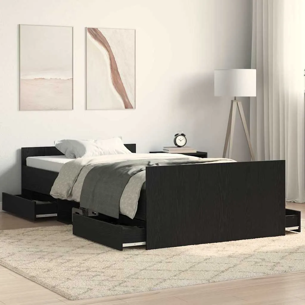 vidaXL Krevetna konstrukcija s ladicama Crni hrast 203 x 93 x 50 cm - Venlo