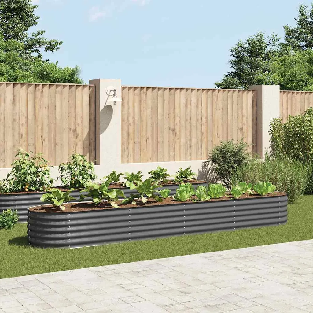 vidaXL Vrtna sadilica od pocinčanog čelika 400 x 80 x 44 cm siva - Venlo
