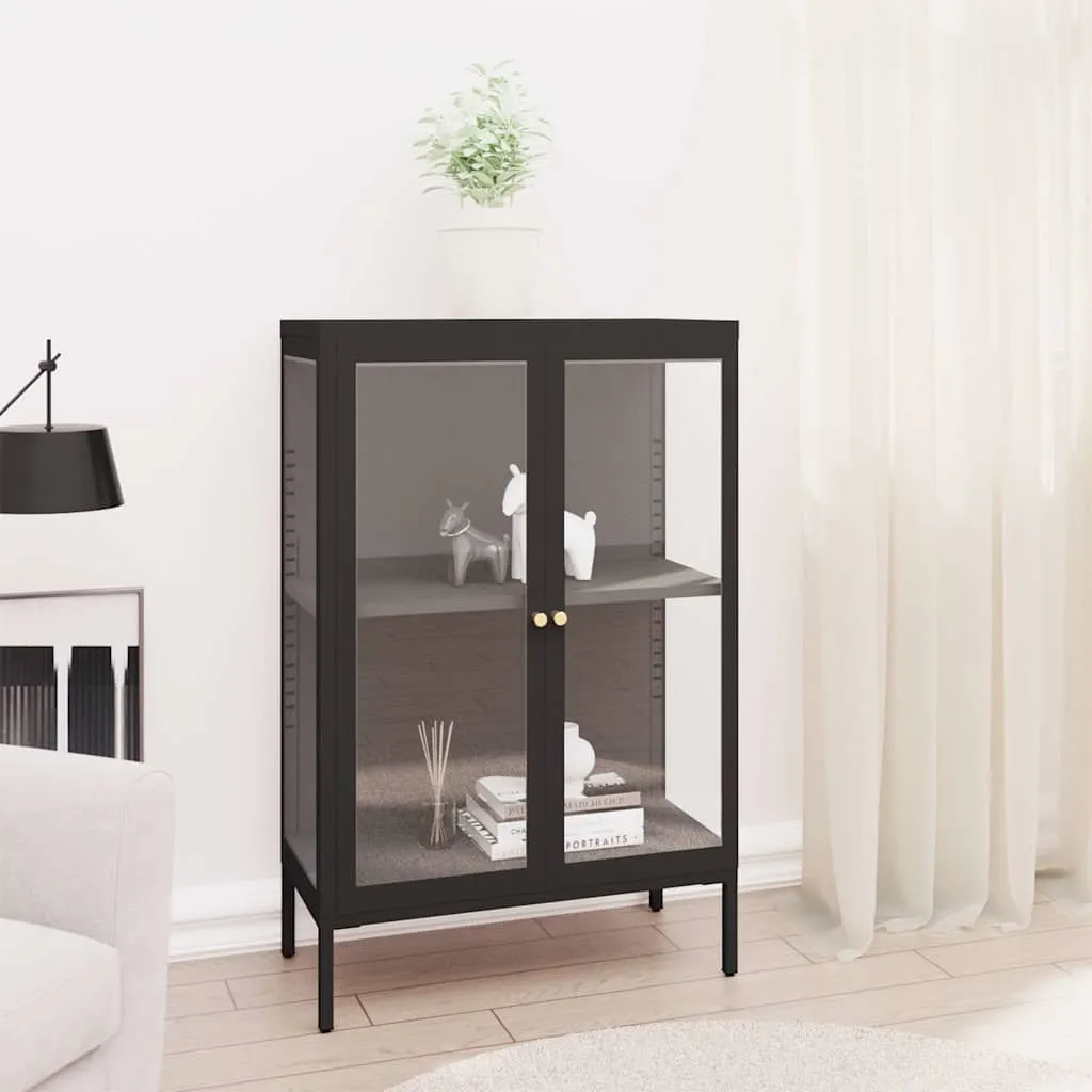 vidaXL Komoda crna 75 x 35 x 105 cm od čelika i stakla - Venlo
