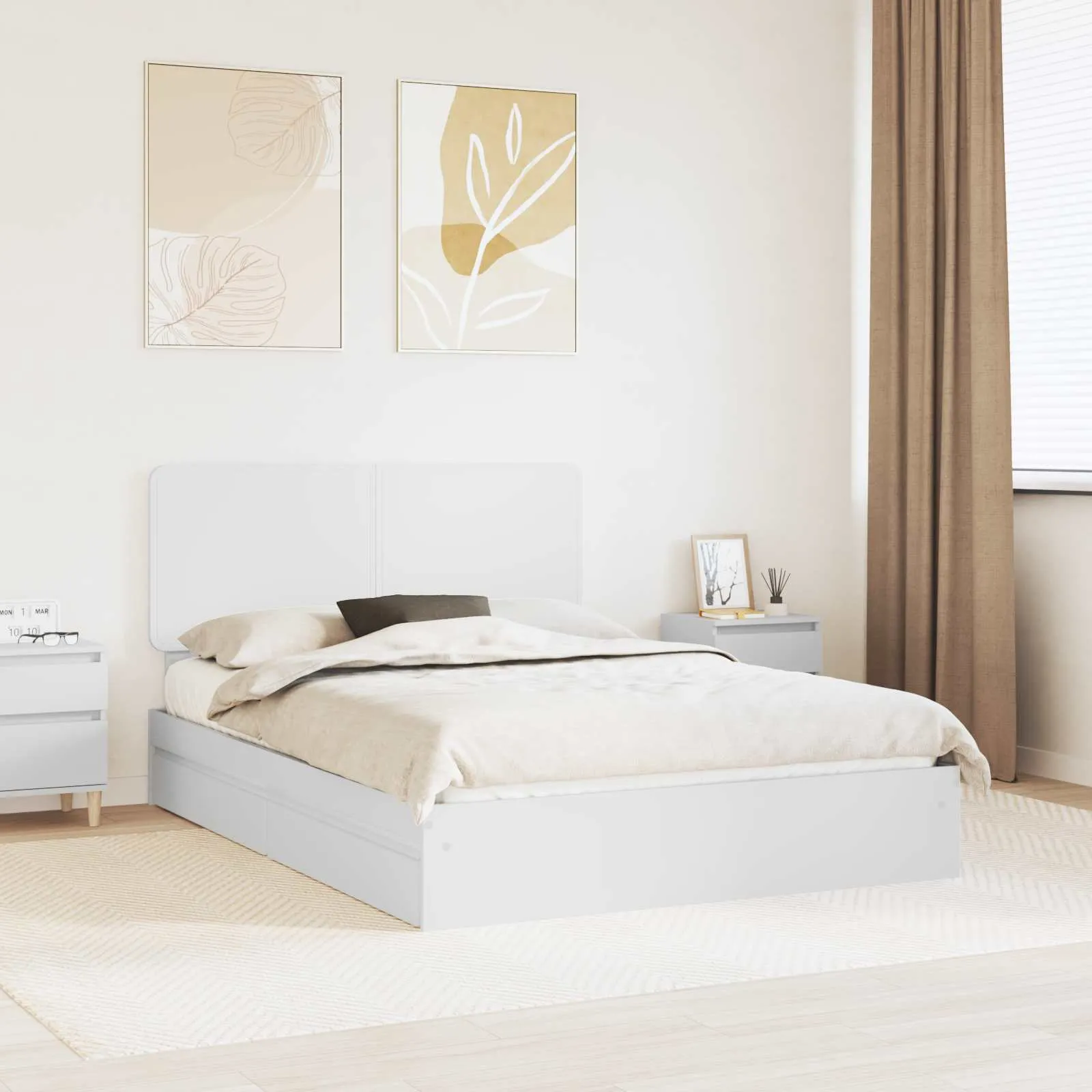 vidaXL Krevet s od storage Bijelo 140 x 190 cm Konstruirano drvo - Venlo