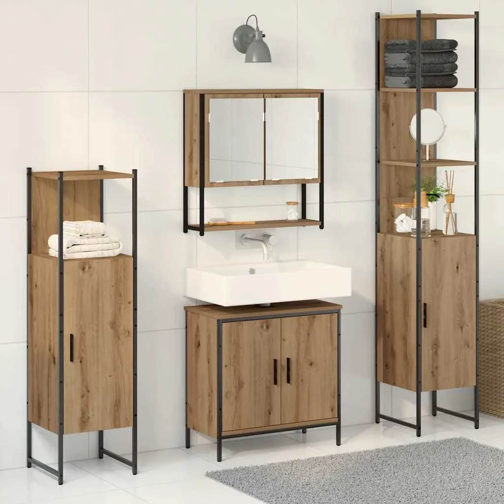 vidaXL Set namještaja za kupaonicu 4 kom. Smeđa 33 x 33 x 185,5 cm - Venlo