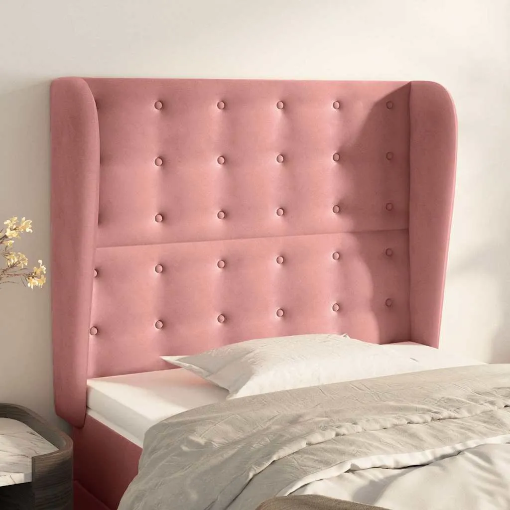 vidaXL Uzglavlje s ušima ružičasto 83 x 23 x 118/128 cm baršunasto - Venlo