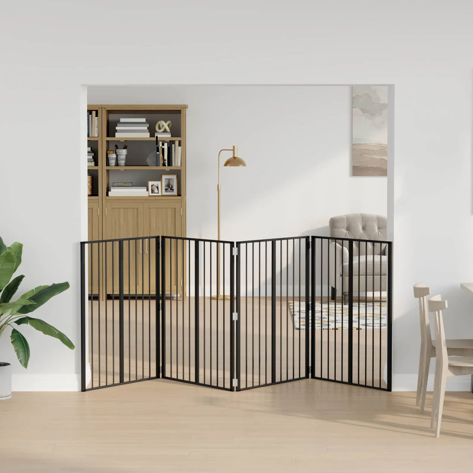 vidaxl vrata za pse 4 kom. crna 80 x 100 cm pocinčani čelik - slika 1