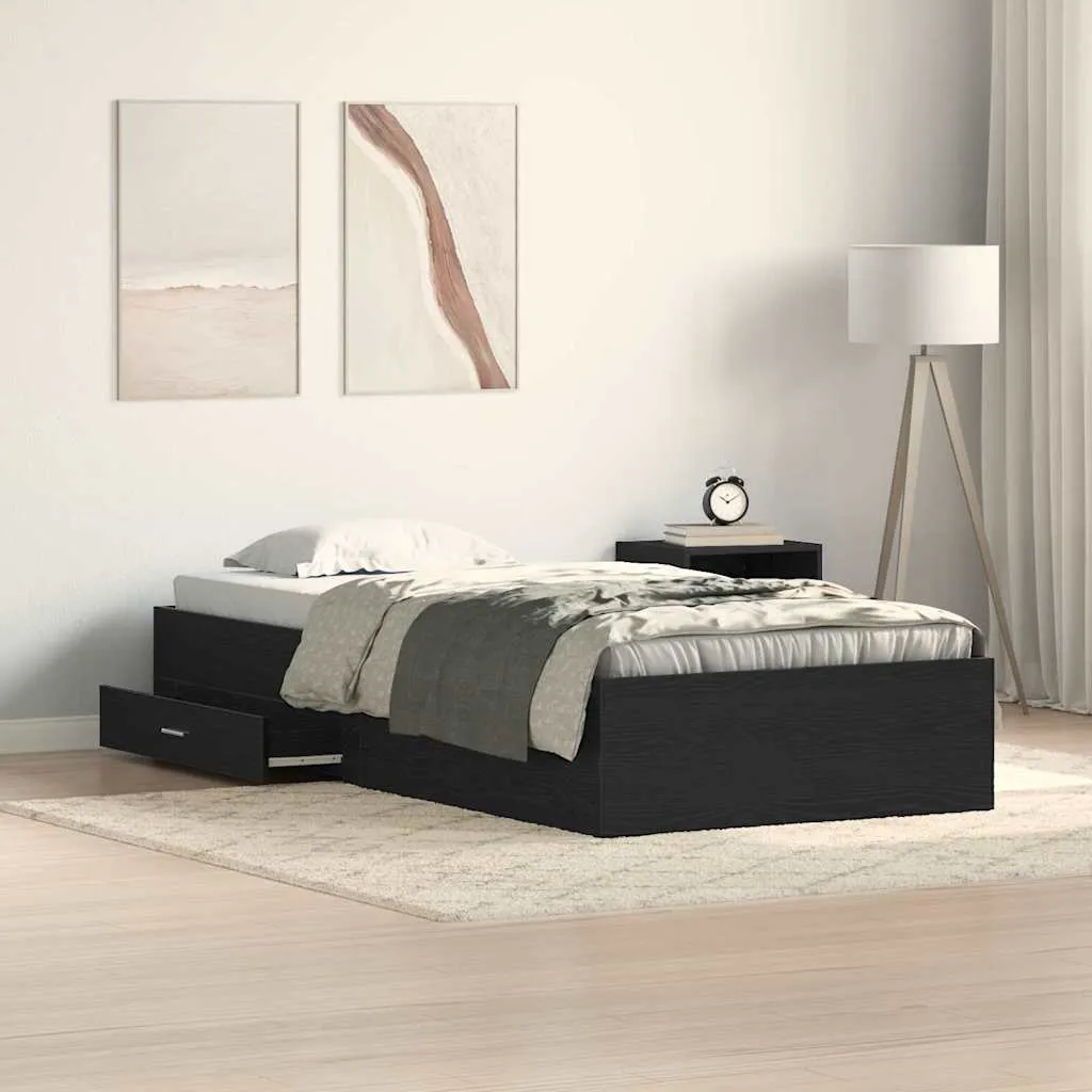 vidaXL Krevetna konstrukcija Crni hrast 90 x 200 cm Konstruirano drvo - Venlo