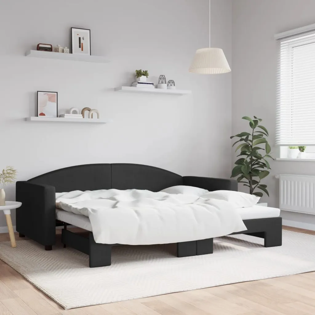 vidaXL Dnevni krevet na razvlačenje crni 90 x 190 cm od tkanine - Venlo