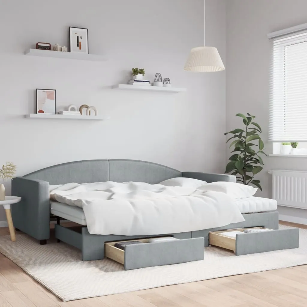 vidaXL Dnevni krevet na razvlačenje svjetlosivi 90 x 200 cm od tkanine - Venlo