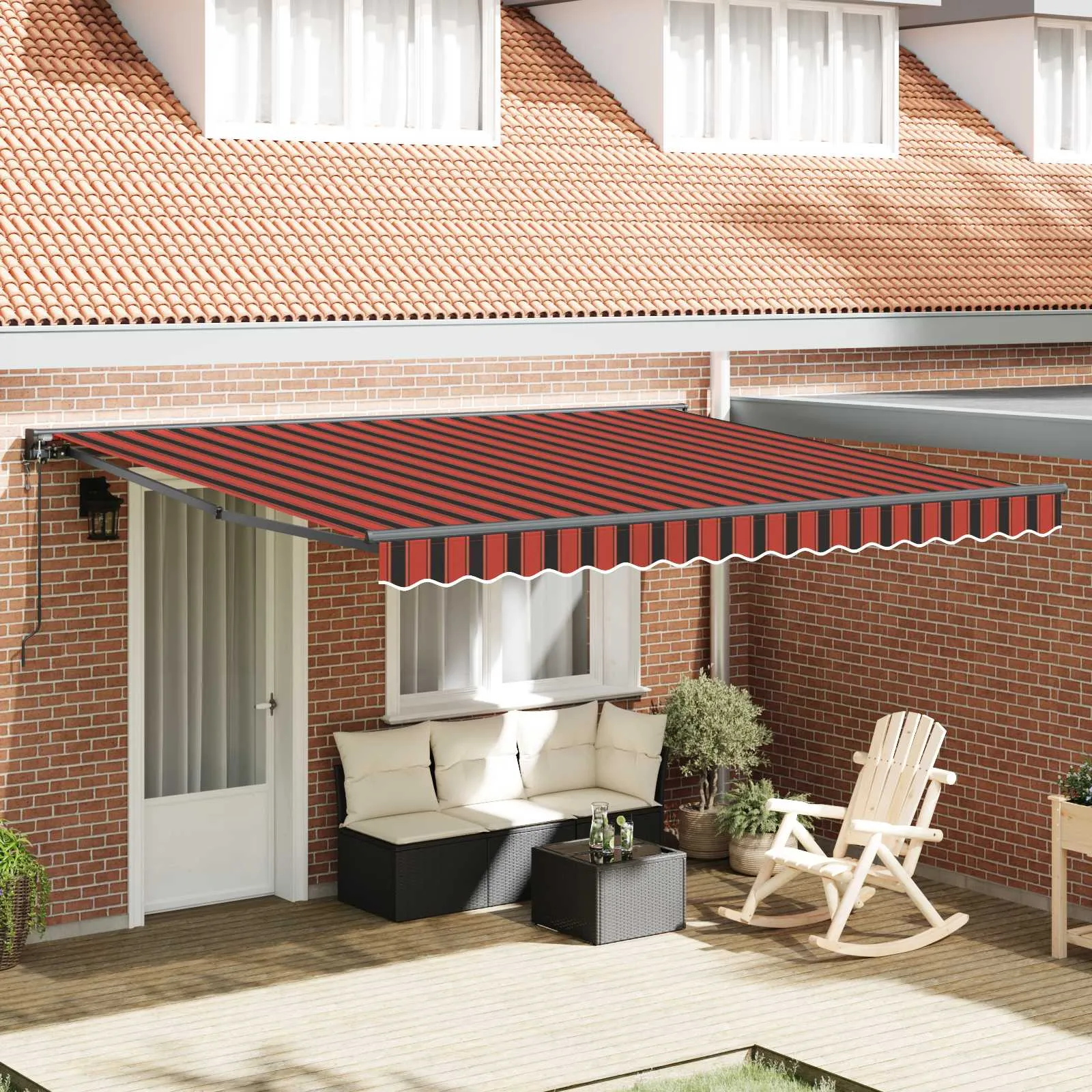 vidaXL Povlačivi tende Žuta i narančasta 400 × 350 cm Poliester - Venlo