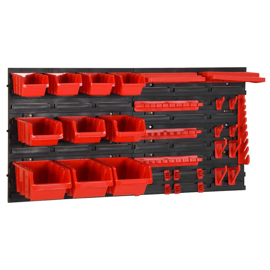 vidaxl 35-dijelni set polica za radionicu crveno-crni 77 x 39 cm pp - slika 1