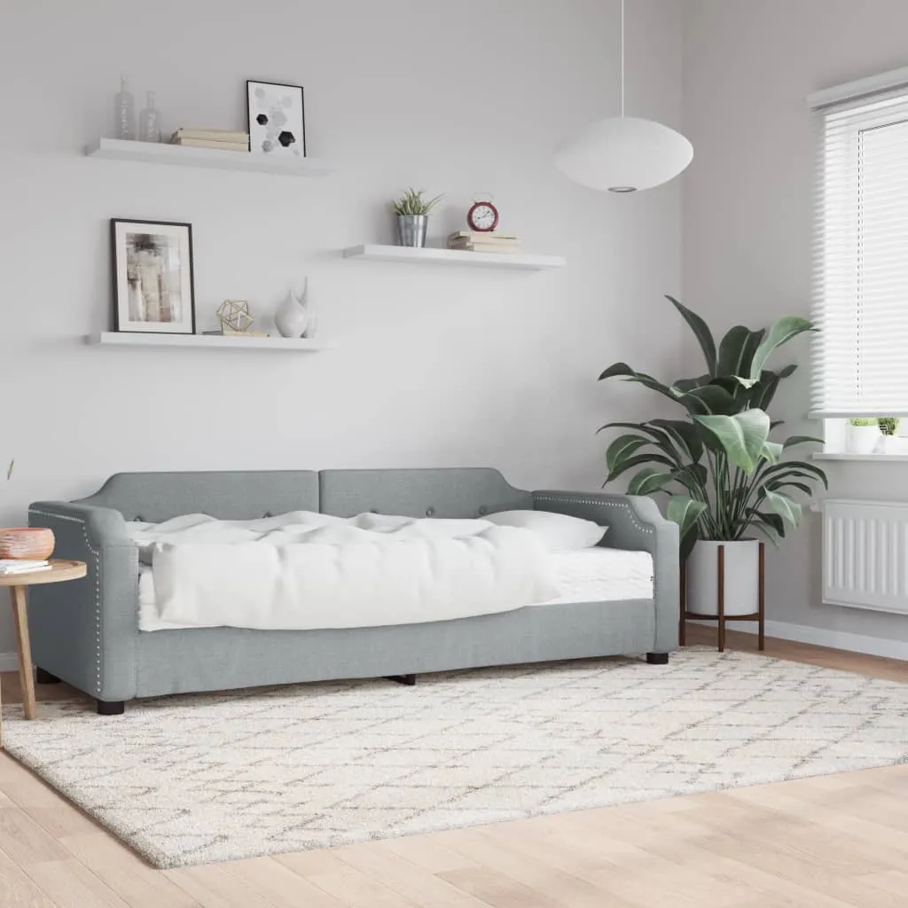 vidaXL Dnevni krevet s madracem svjetlosivi 90 x 200 cm od tkanine - Venlo