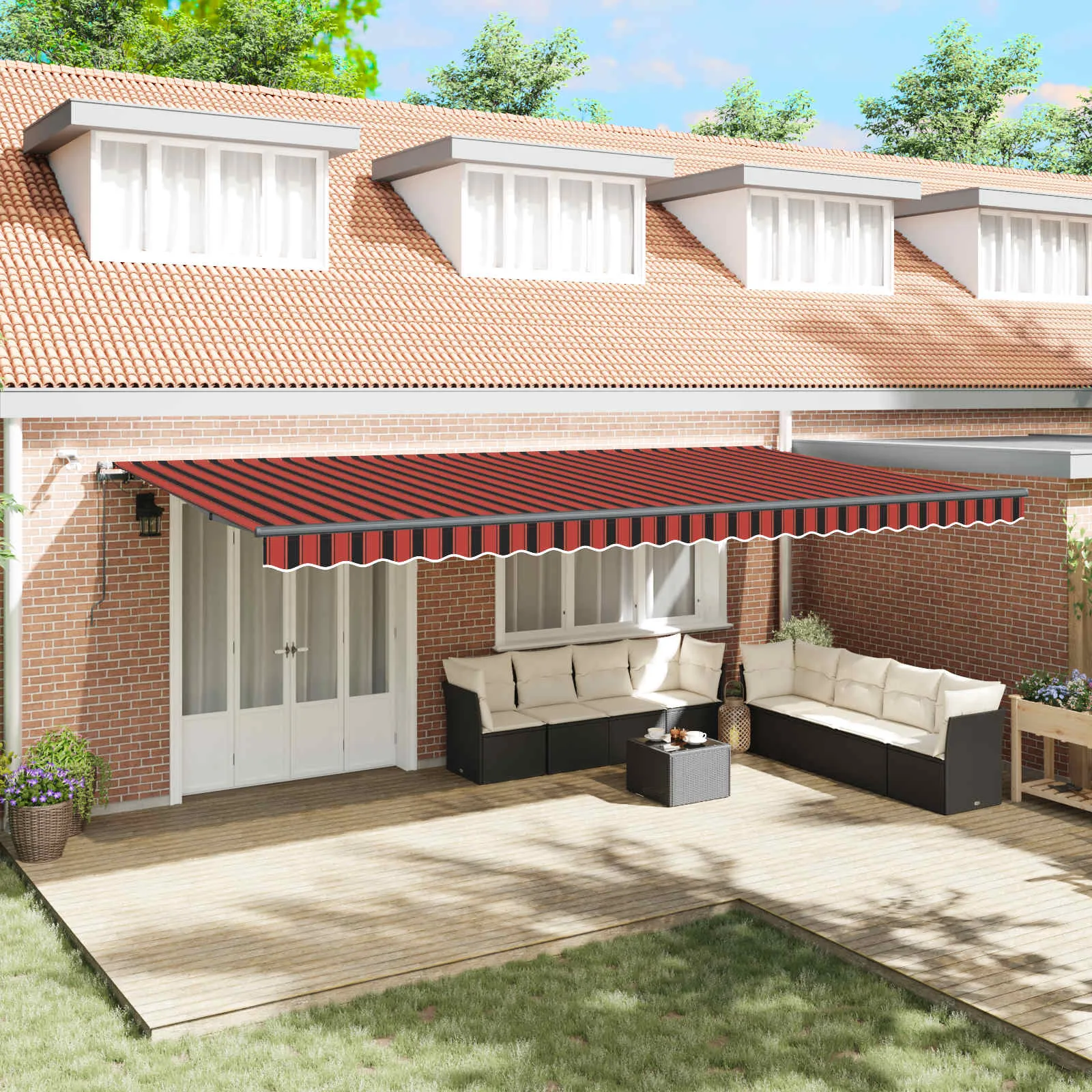 vidaXL Povlačivi tende narančasta i smeđa 600 × 300 cm Poliester - Venlo
