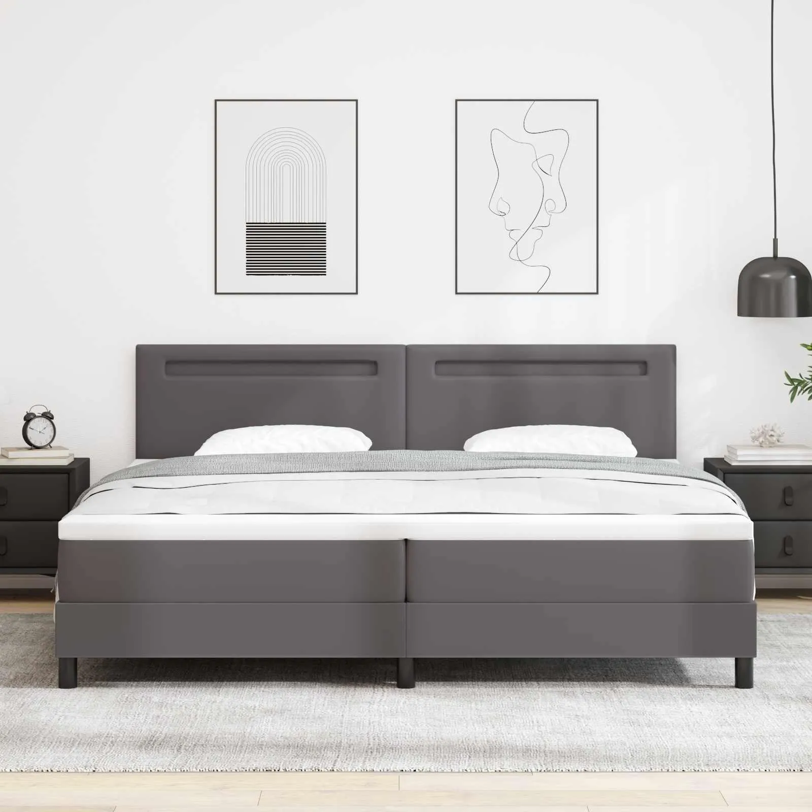 vidaXL Krevet s opruga kutije Siva 200 x 200 cm Umjetna koža - Venlo
