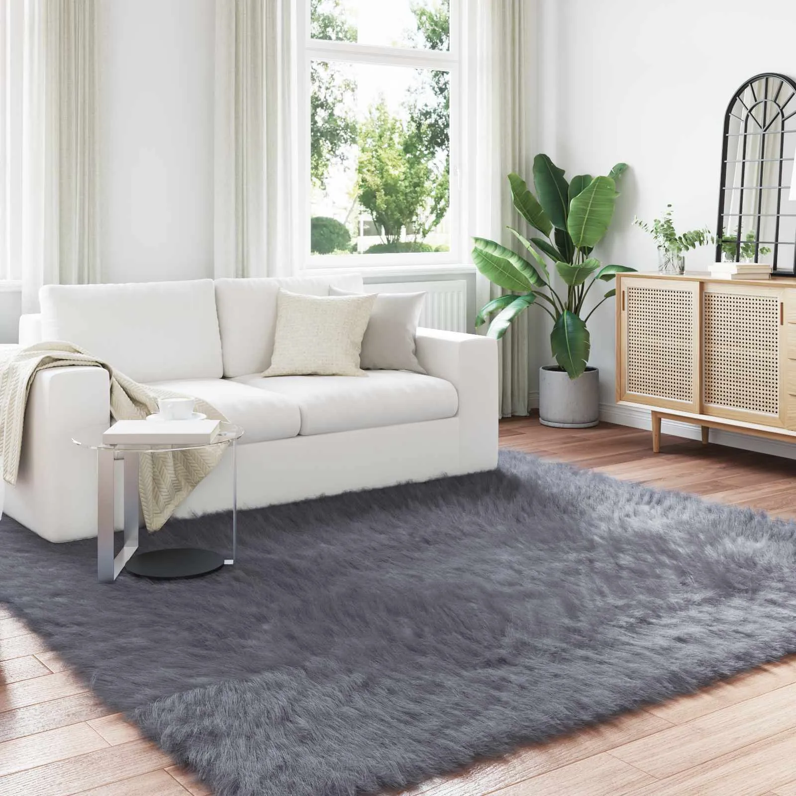vidaXL Tepih od umjetne ovčje kože TAFALLA Antracit 200 x 200 cm - Venlo