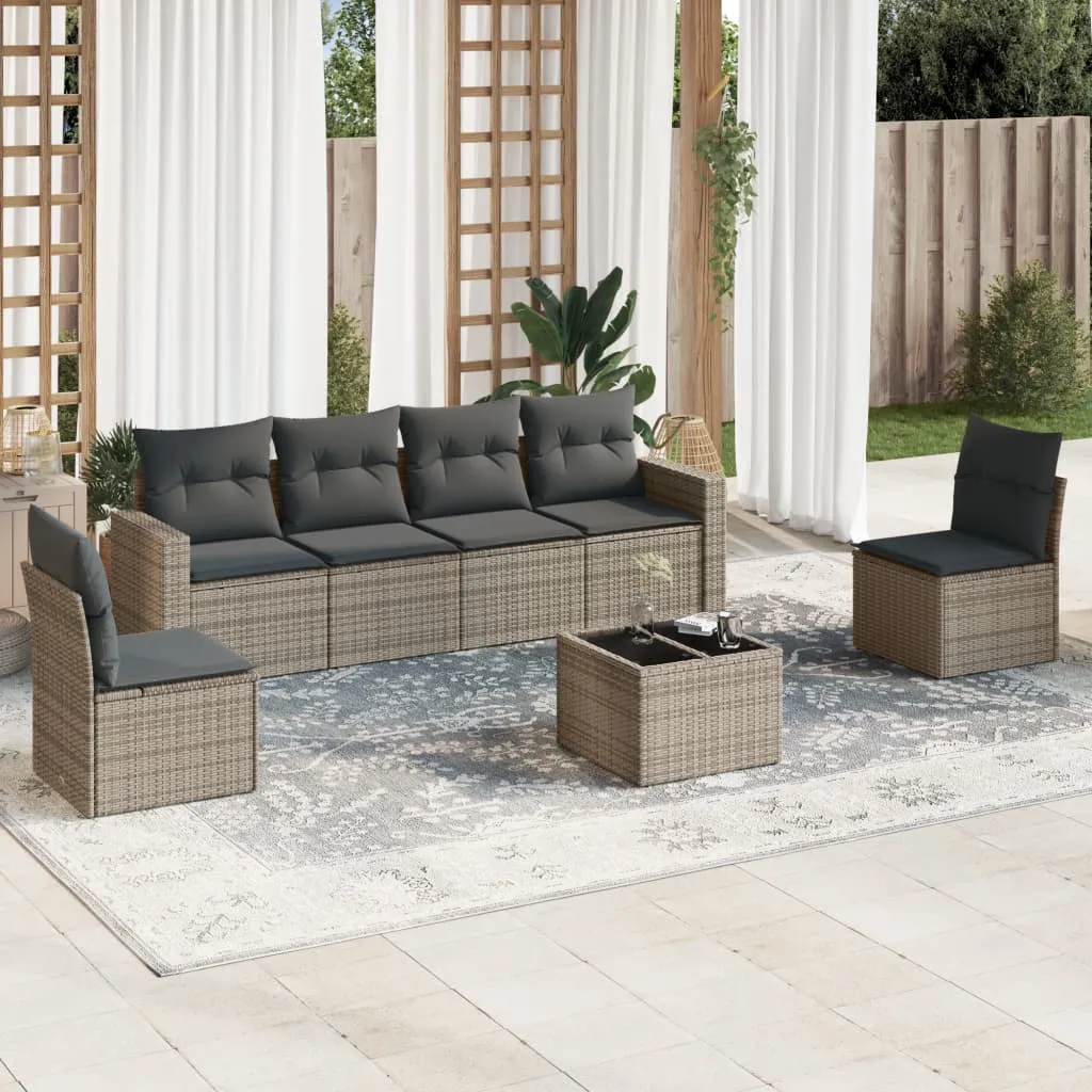 vidaXL 7-dijelni set vrtnih sofa sivi od poliratana - Venlo