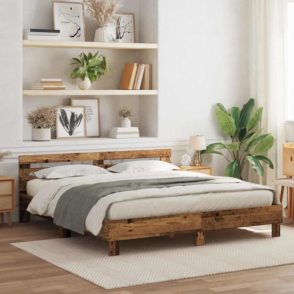 vidaXL Krevetna konstrukcija Staro drvo 180 x 200 cm Konstruirano drvo - Venlo