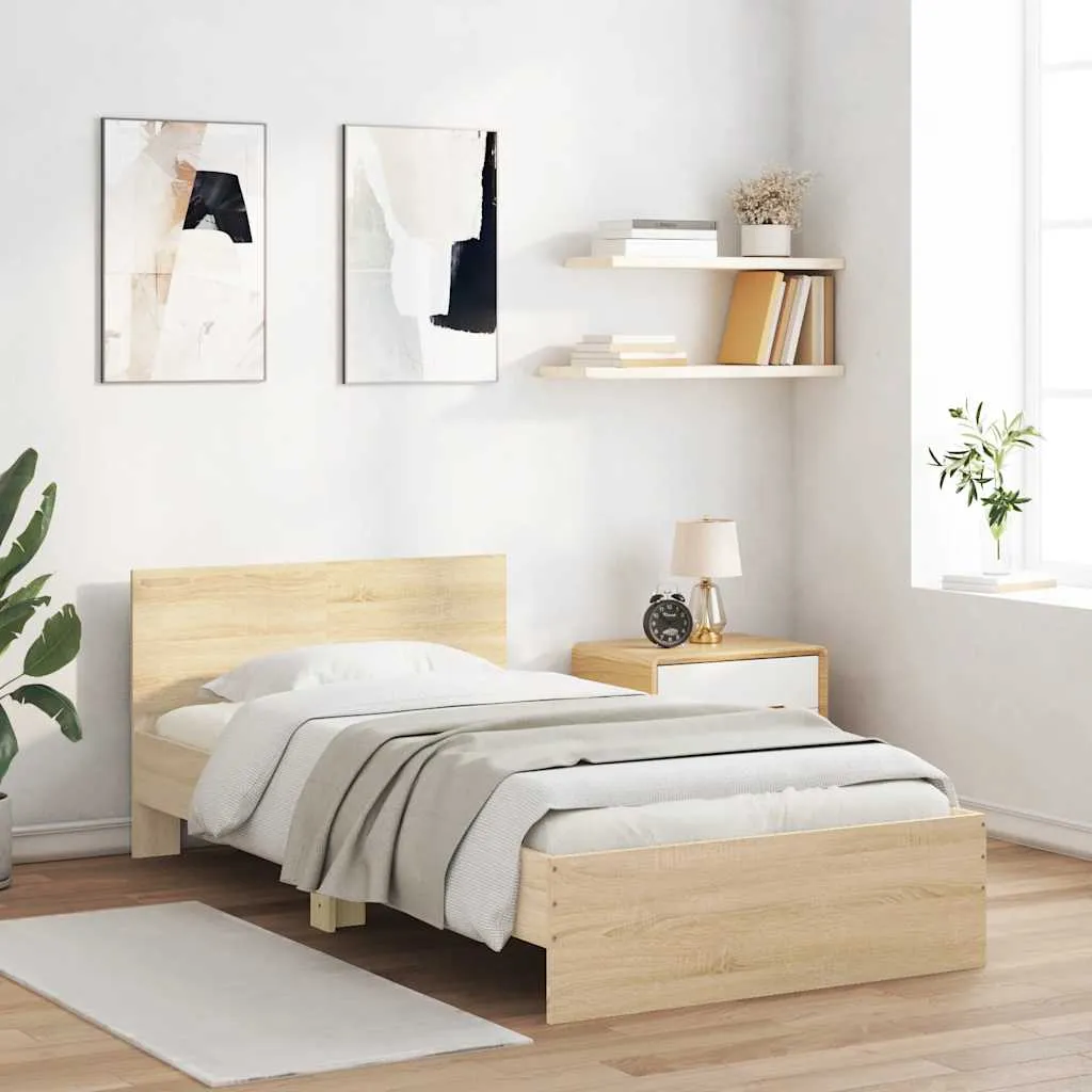 vidaXL Okvir za krevet s uzglavljem boja hrasta 100x200 cm drveni - Venlo