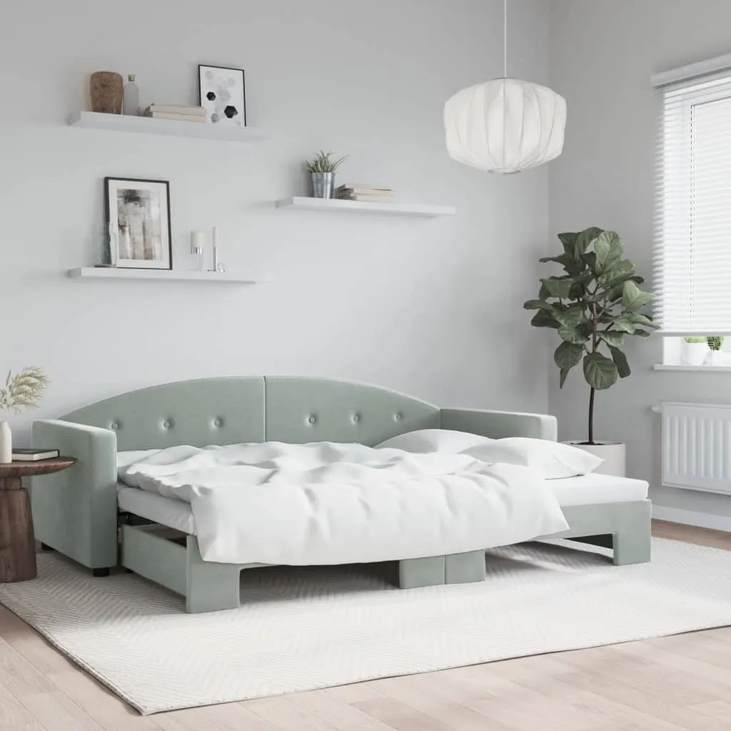 vidaXL Dnevni krevet na razvlačenje svjetlosivi 80 x 200 cm baršunasti - Venlo