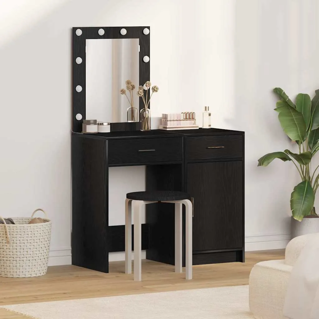 vidaXL Toaletni stol 2 kom. Crna 50 x 41 x 135 cm Konstruirano drvo - Venlo