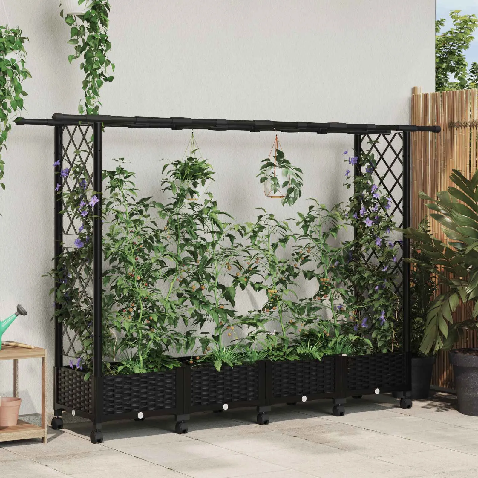 vidaXL Povišeni krevet s mrežom i krovom Crna 203 x 40 x 127 cm PP - Venlo