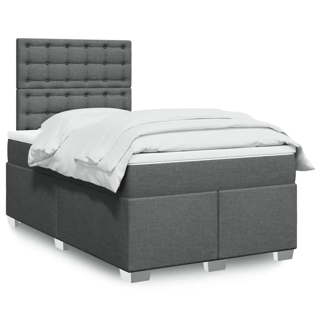 vidaxl krevet box spring s madracem tamnosivi 120 x 190 cm tkanina - slika 1