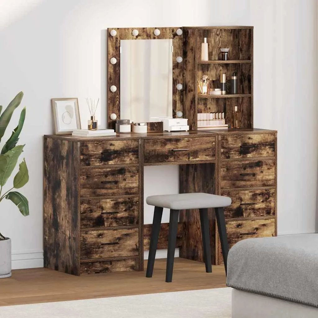 vidaXL Toaletni stol 3 kom. Smeđa 40 x 41 x 135 cm Konstruirano drvo - Venlo