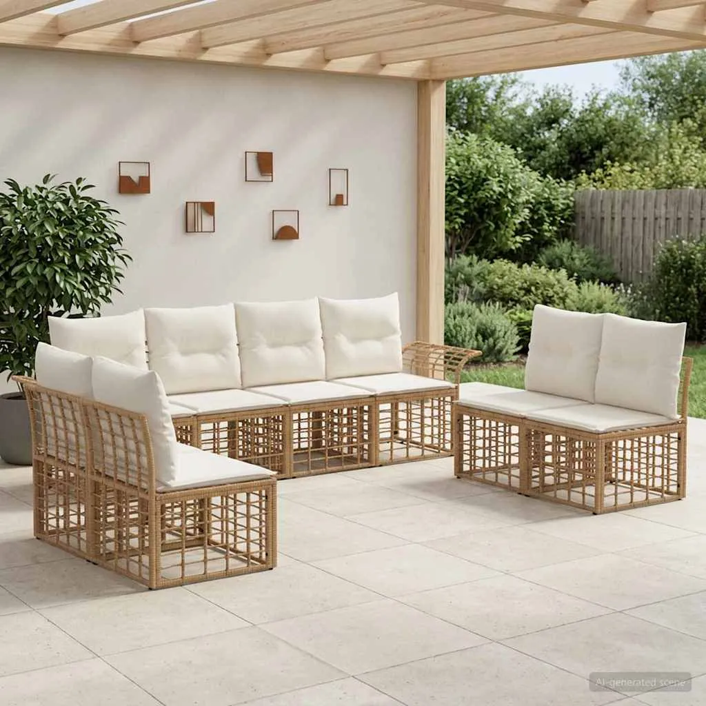vidaXL Set vanjskih sofa 8 kom. Prirodna i krema bijela Poliester - Venlo