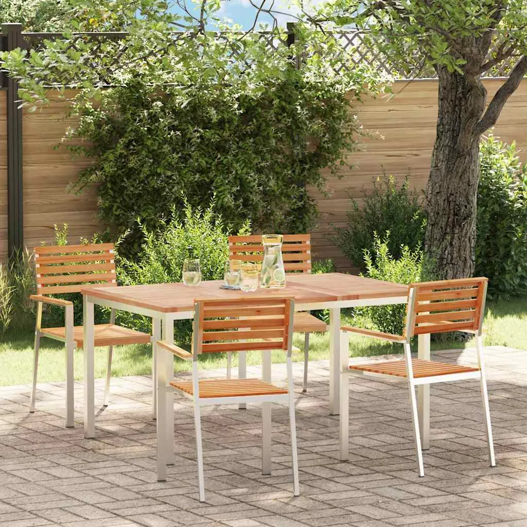 vidaXL Vrtni set za objed 5 kom. Masivni teak drvo i nehrđajući čelik - Venlo