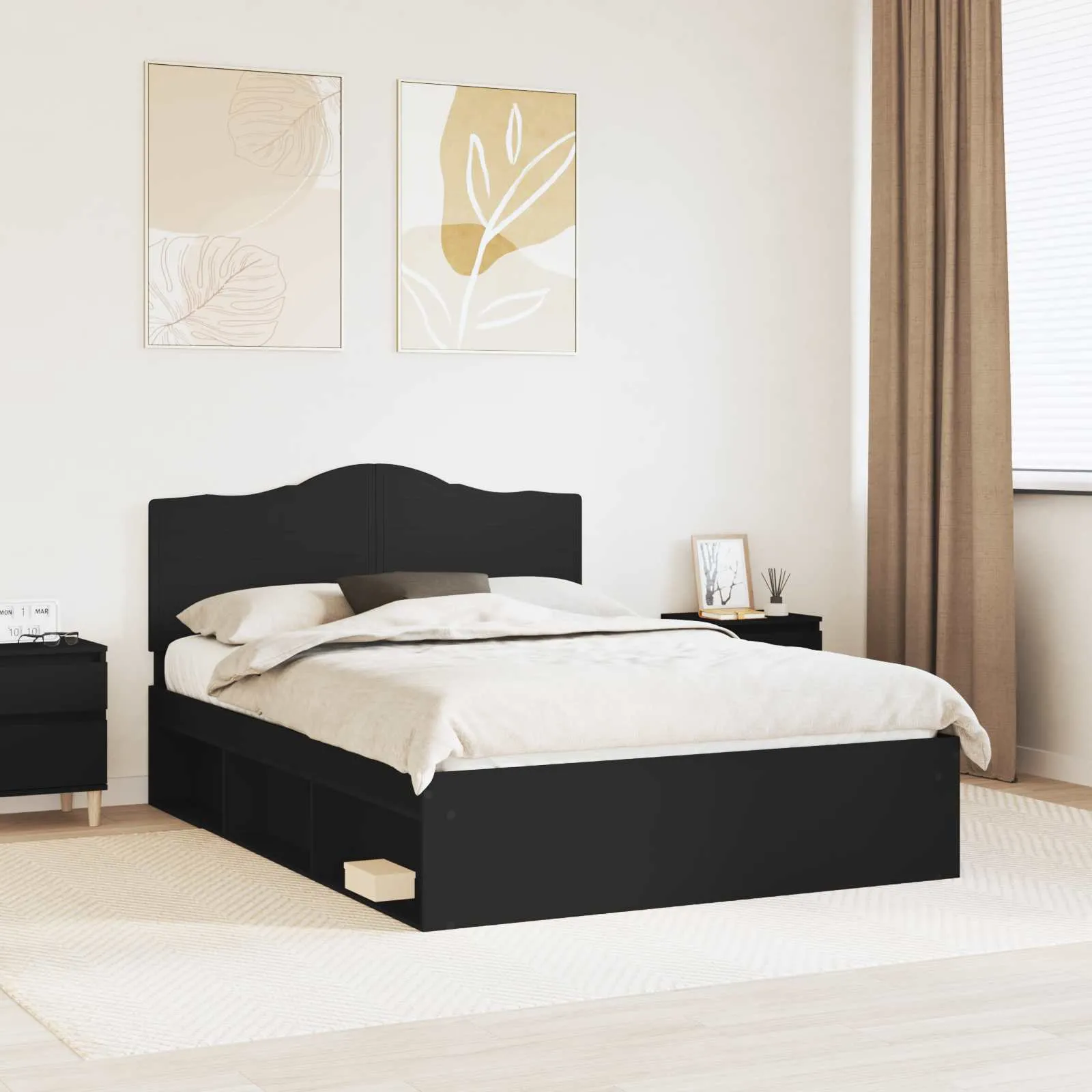 vidaXL Krevetna konstrukcija Crna 160 x 200 cm Čvrsto borovo drvo - Venlo