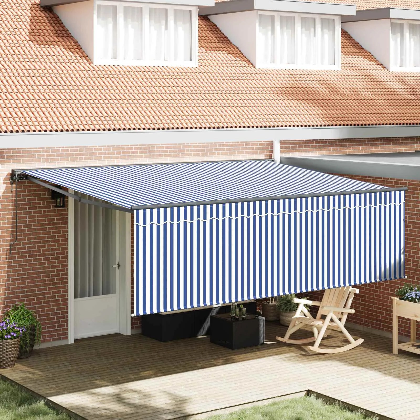 vidaXL Povlačivi tende Plava i bijela 400 × 300 cm - Venlo