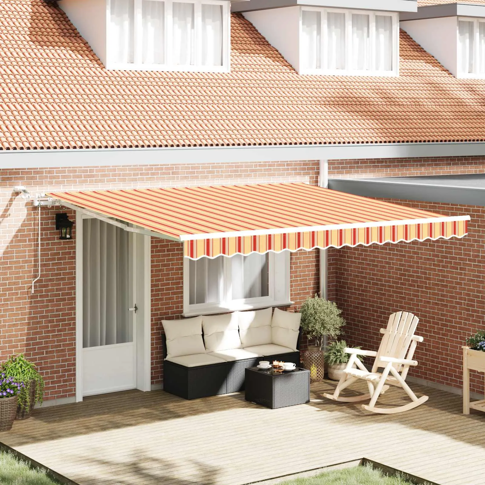 vidaXL Povlačivi tende Žuta i narančasta 400 × 350 cm Poliester - Venlo