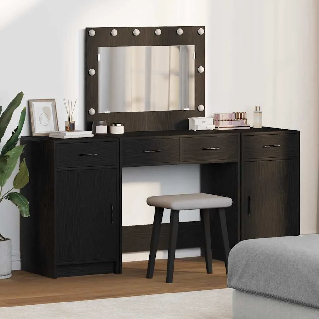 vidaXL Toaletni stol 3 kom. Crna 78,5 x 41 x 135 cm Konstruirano drvo - Venlo