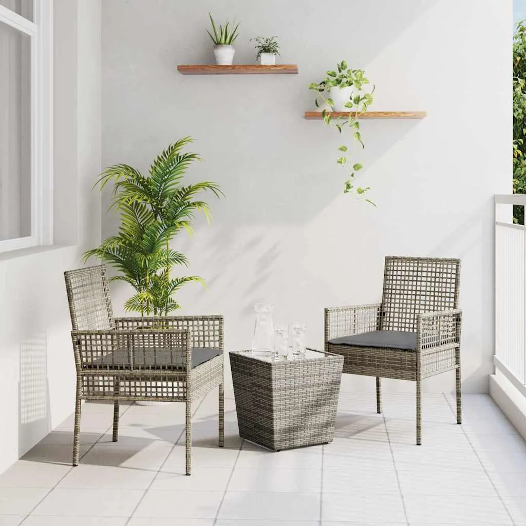 vidaXL Bistro set za vrt 3 kom. Siva poliratan - Venlo