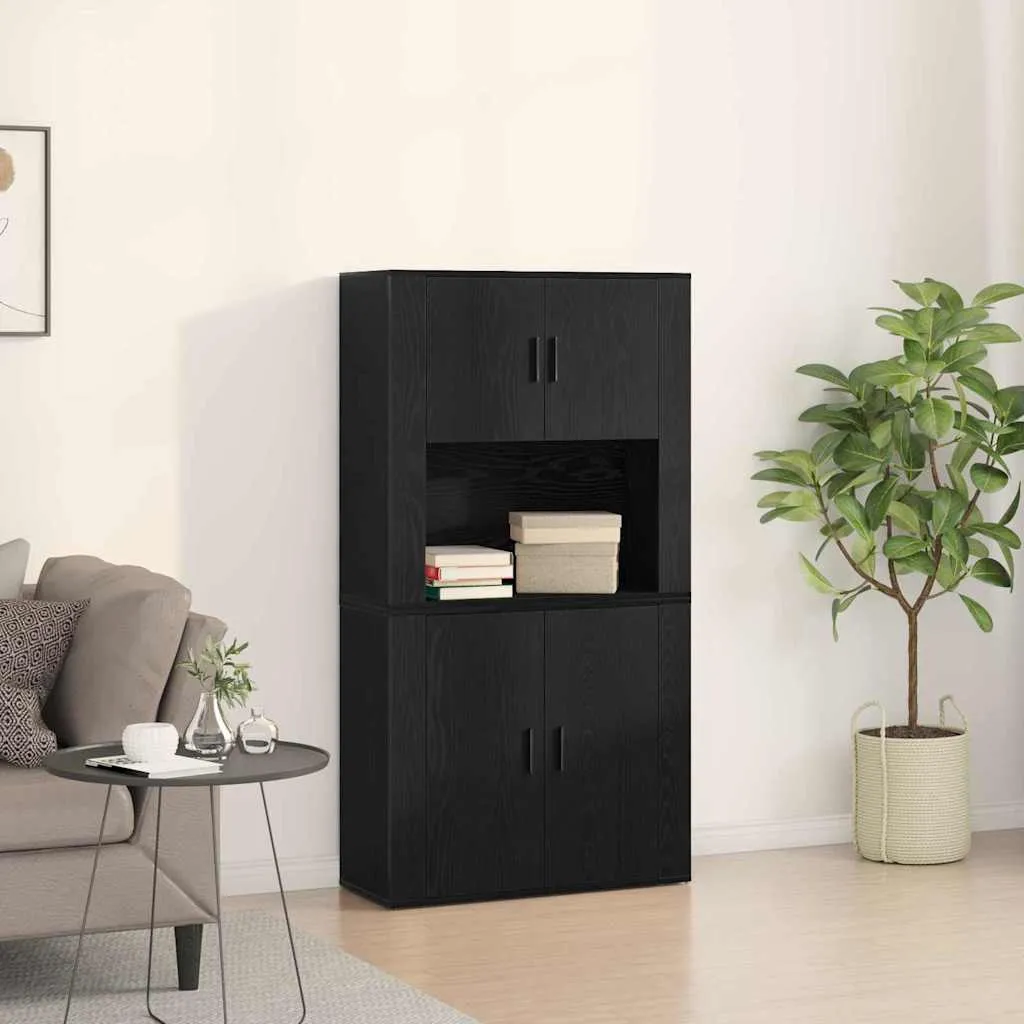 vidaXL Highboard Crni hrast 80 x 33 x 150 cm Konstruirano drvo - Venlo