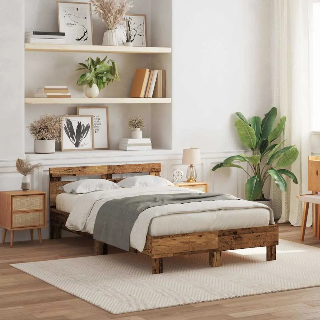 vidaXL Krevetna konstrukcija Staro drvo 120 x 190 cm Konstruirano drvo - Venlo