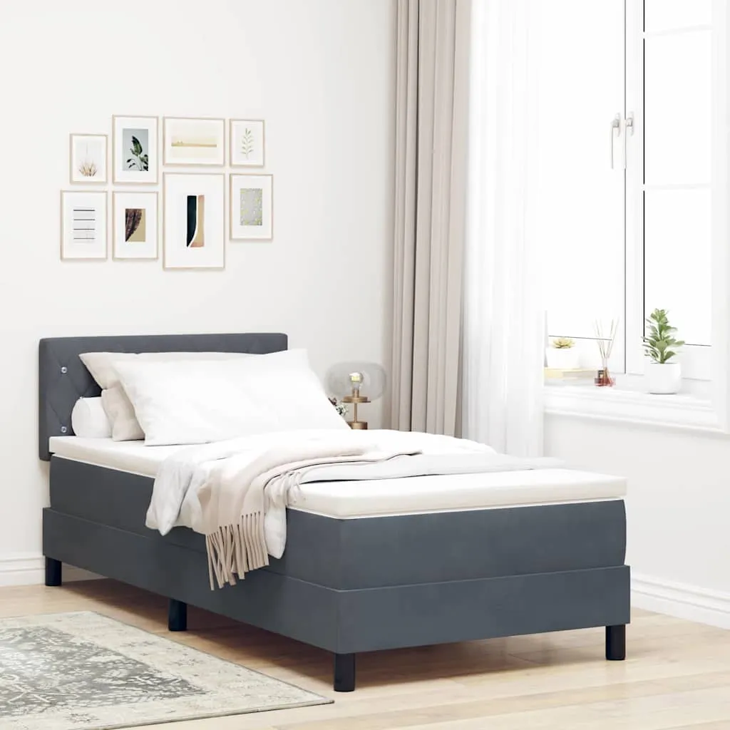 vidaXL Krevet s opruga kutije s madracem Tamno siva 90 x 190 cm Baršun - Venlo