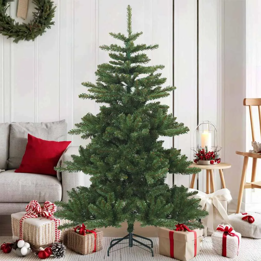 vidaxl umjetno božićno drvce s nogom zelena 150 cm pvc, čelik - slika 1