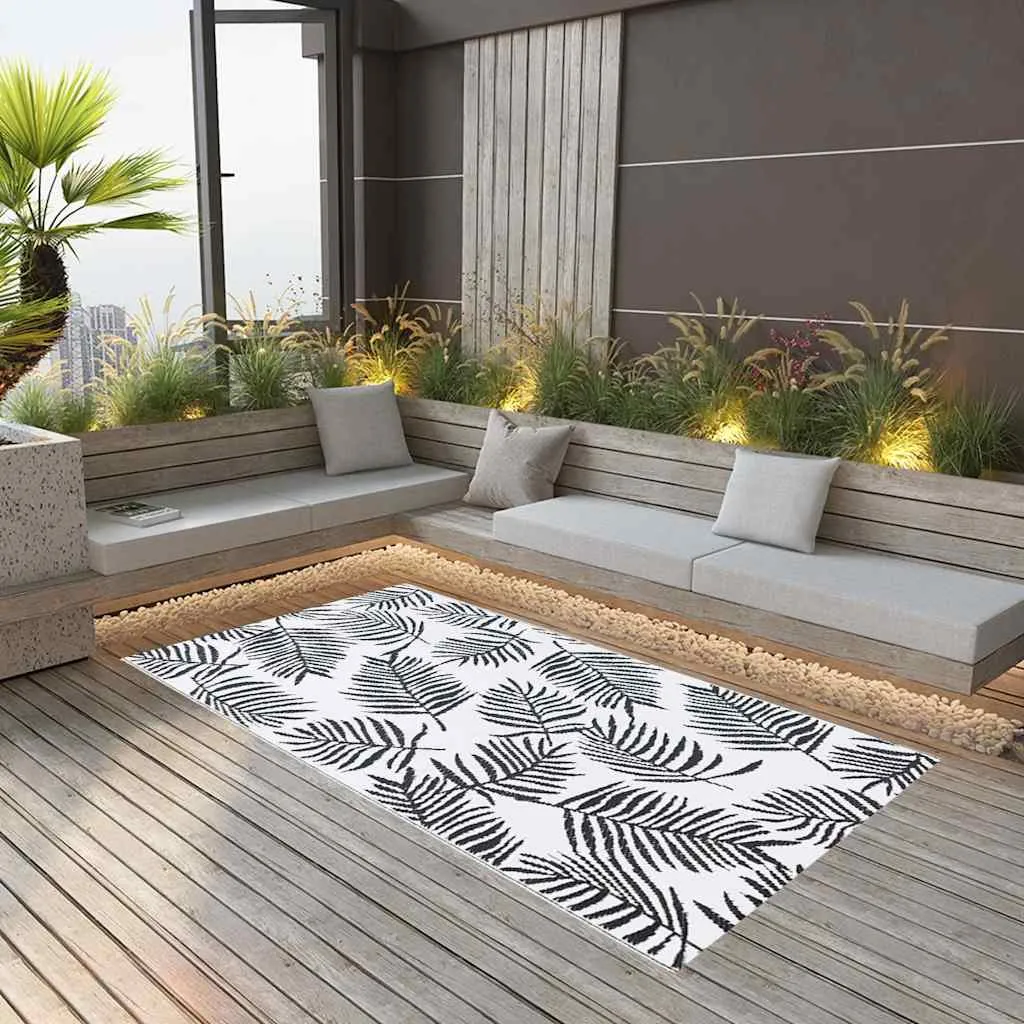 vidaXL Vanjski tepih ARAKIL bijelo-crni 160 x 230 cm PP - Venlo