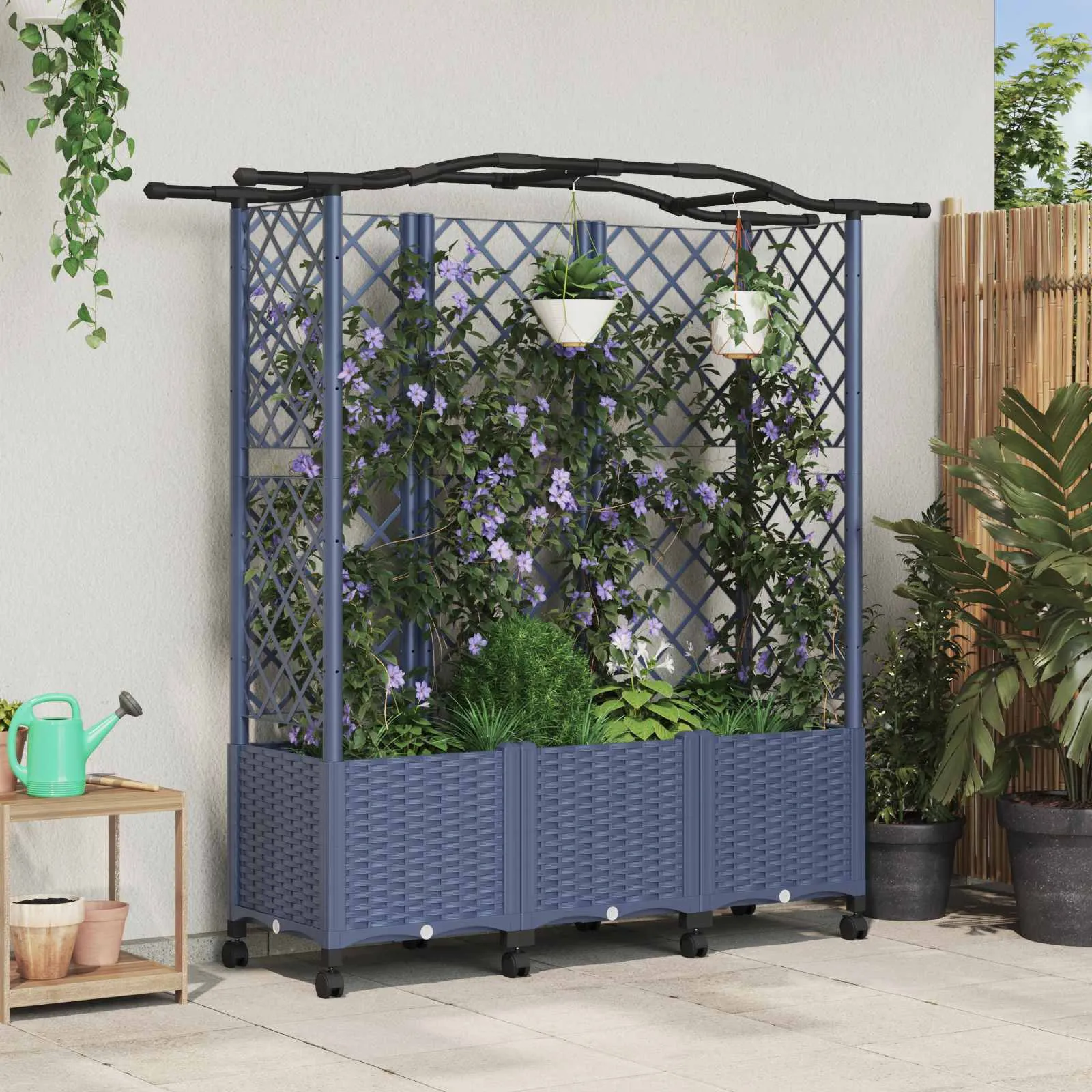 vidaXL Povišeni krevet s mrežom i krovom Siva 163 x 40 x 144 cm PP - Venlo