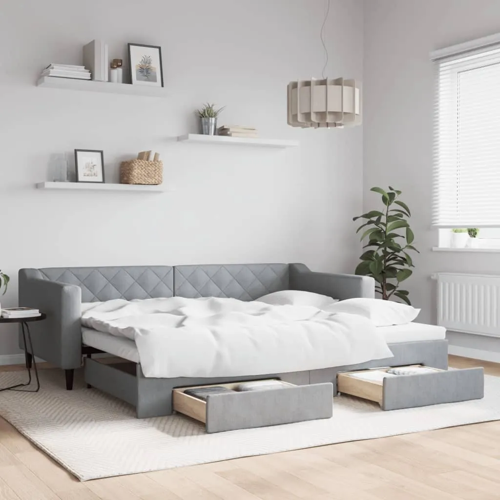 vidaXL Dnevni krevet na razvlačenje svjetlosivi 90 x 200 cm od tkanine - Venlo