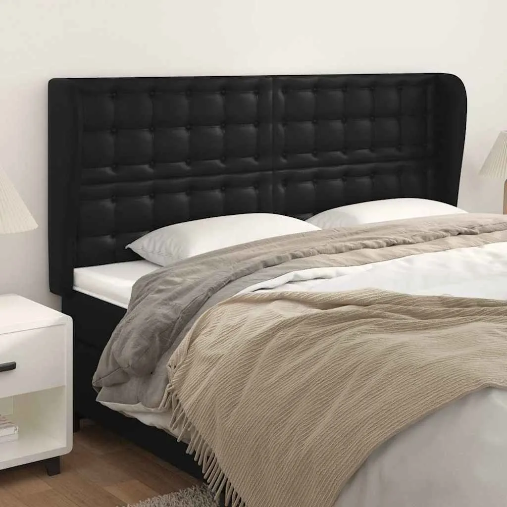 vidaXL Uzglavlje s ušima crno 163x23x118/128 cm od umjetne kože - Venlo
