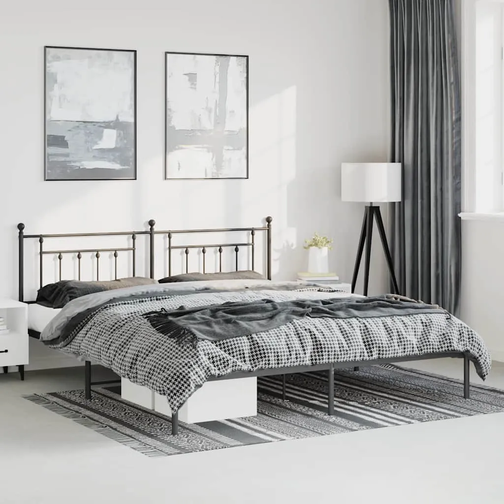 vidaXL Metalni okvir za krevet s uzglavljem crni 193x203 cm - Venlo