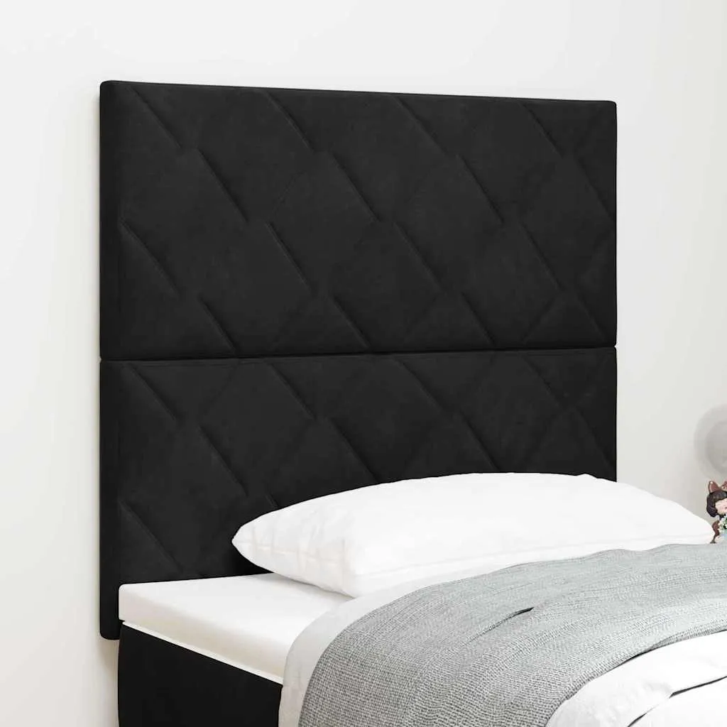 vidaXL LED glava kreveta Crna 100 cm Baršun - Venlo