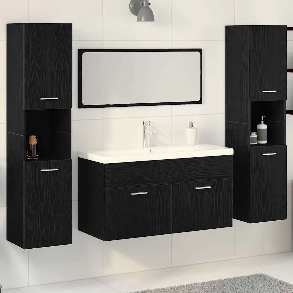 vidaXL Set namještaja za kupaonicu 4 kom. Crni hrast 30 x 30 x 130 cm - Venlo