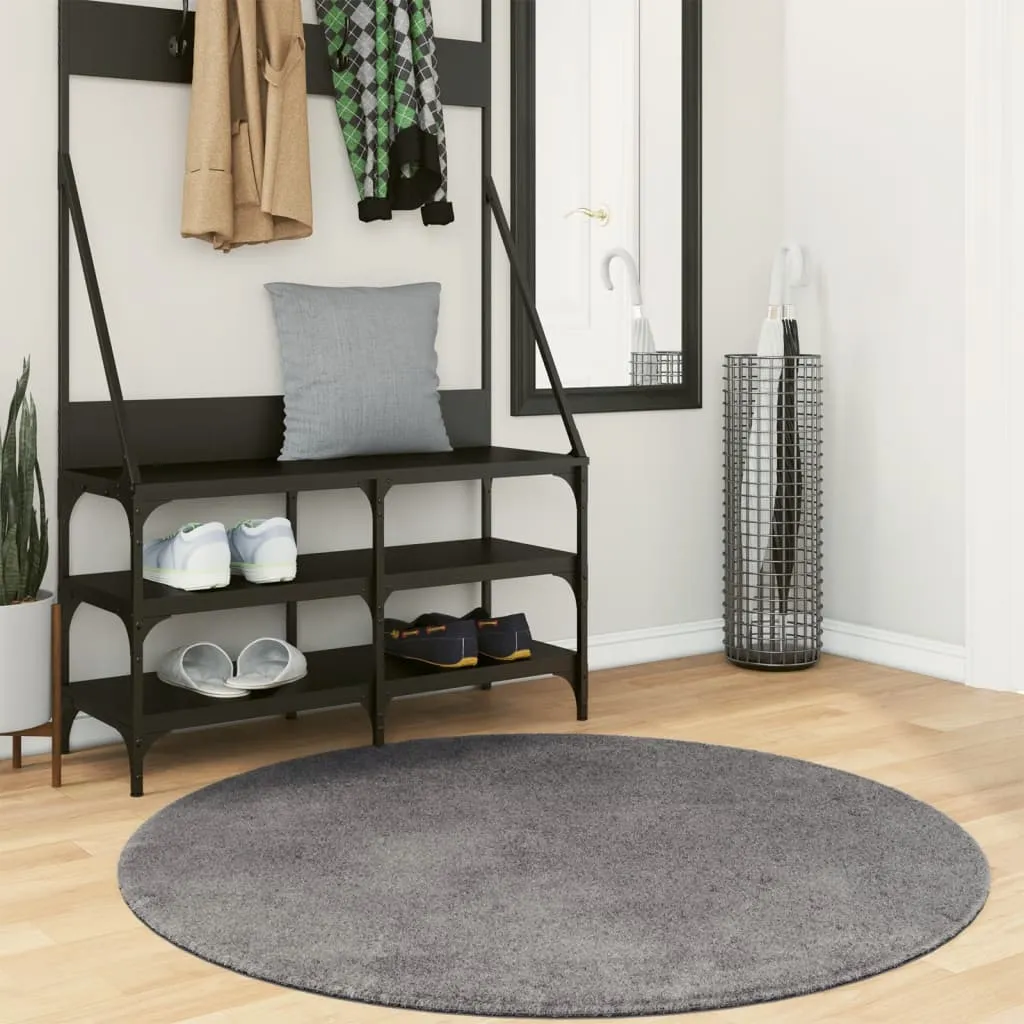 vidaXL Tepih HUARTE kratkih vlakana mekani i perivi antracit Ø 120 cm - Venlo
